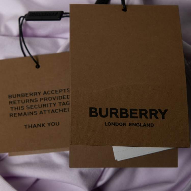 Pre Owned Burberry Lilac Cotton Logo Embroidered Short Sleeve T-Shirt S
