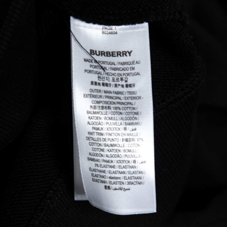 Pre Owned Burberry Black Cotton Log Motif Detailed Long Sleeve Hoodie L