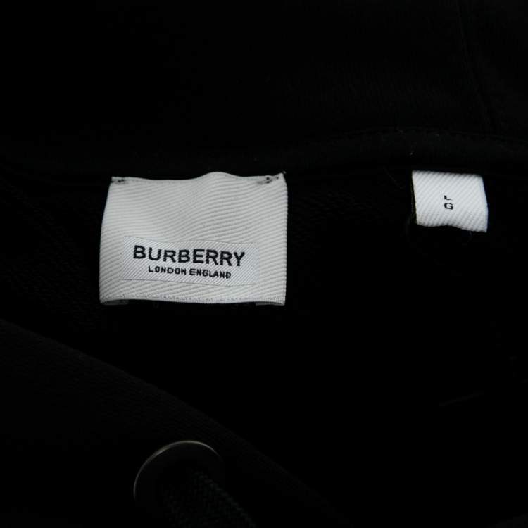 Pre Owned Burberry Black Cotton Log Motif Detailed Long Sleeve Hoodie L