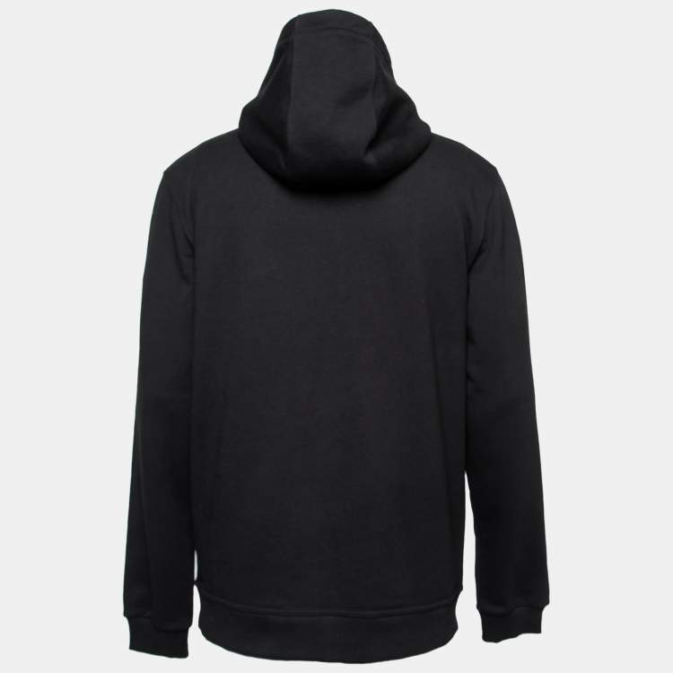 Pre Owned Burberry Black Cotton Log Motif Detailed Long Sleeve Hoodie L