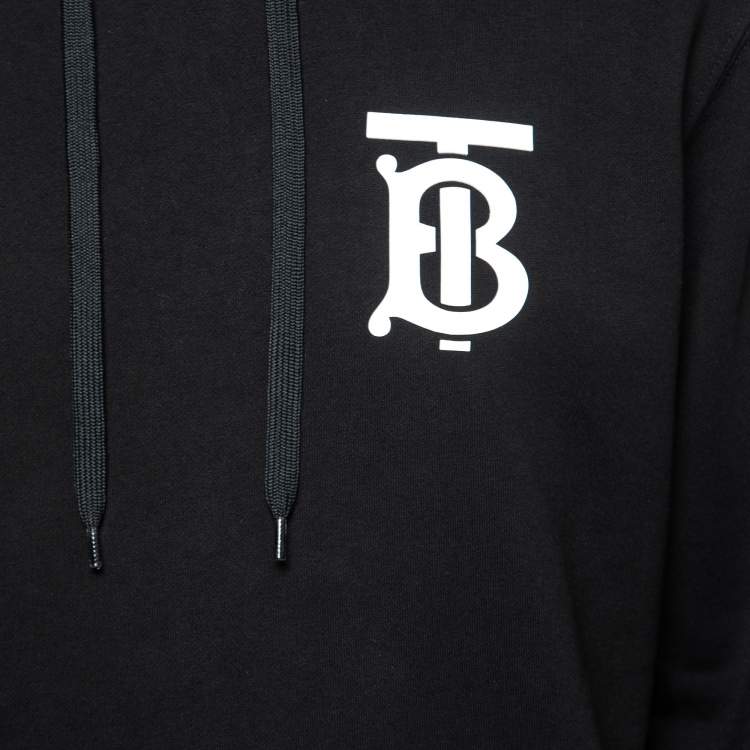 Pre Owned Burberry Black Cotton Log Motif Detailed Long Sleeve Hoodie L