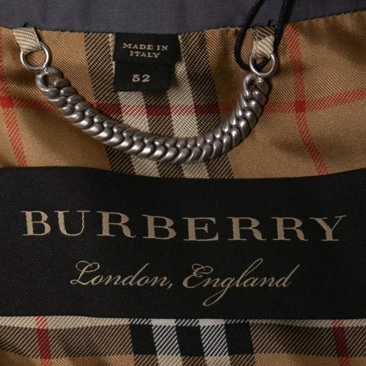مملوكة مسبقًا Burberry Grey Cotton Double Breasted Belted Lightweight Trench Coat XL