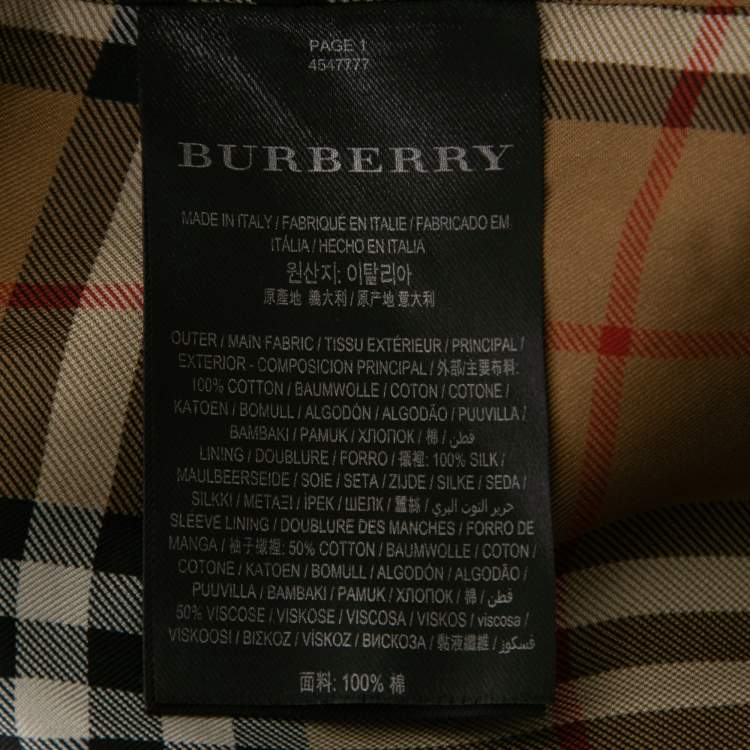 مملوكة مسبقًا Burberry Grey Cotton Double Breasted Belted Lightweight Trench Coat XL