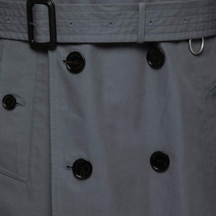 مملوكة مسبقًا Burberry Grey Cotton Double Breasted Belted Lightweight Trench Coat XL