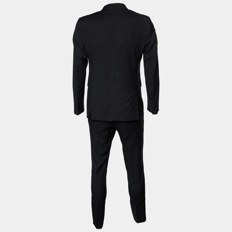 Pre Owned Burberry Black Wool Regular Suit L