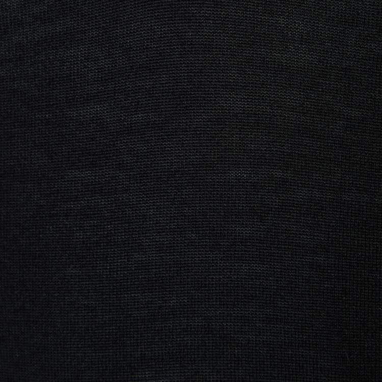 Pre Owned Burberry Black Merino Wool V-Neck Sweater M