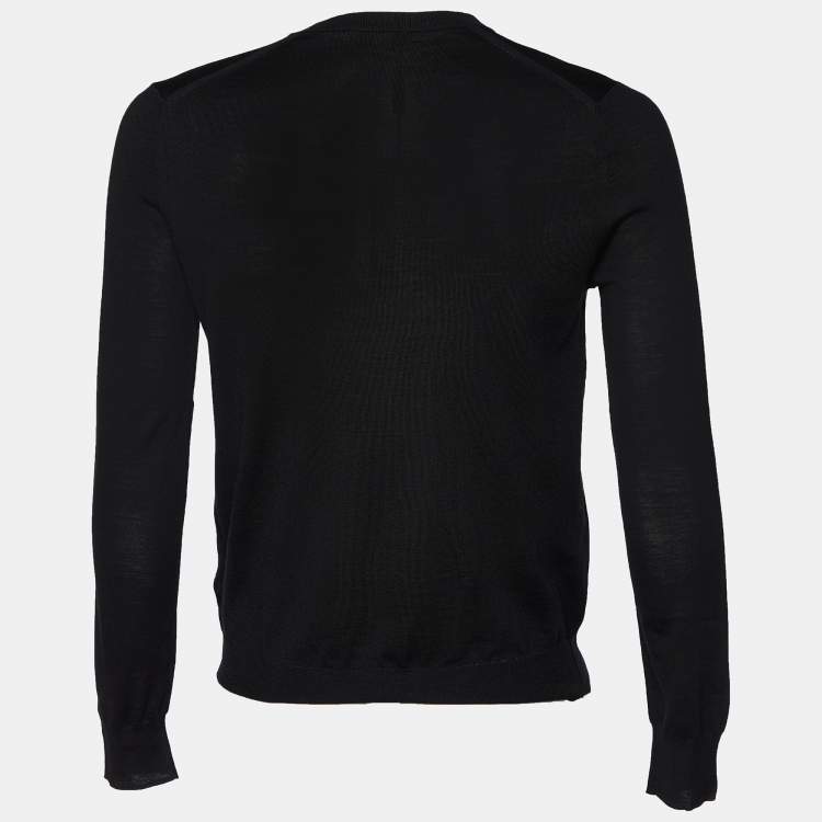 Burberry Black Wool V-Neck Sweater M Burberry | TLC