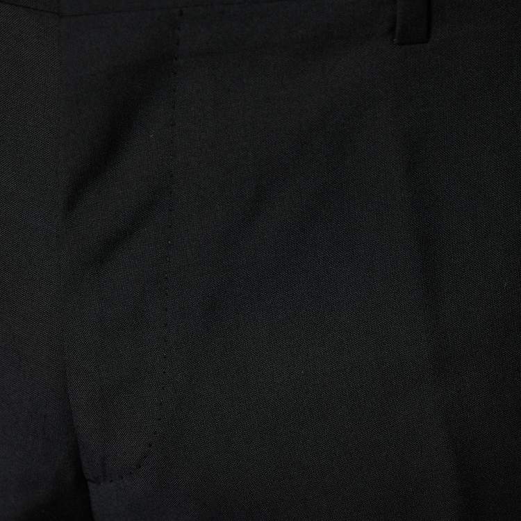 Pre Owned Burberry Black Wool Straight Leg Pants M