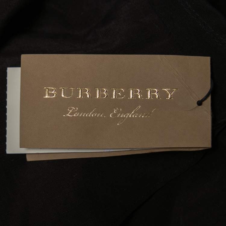 Pre Owned Burberry Black Linen & Silk Doube-Breasted Coat 2XL