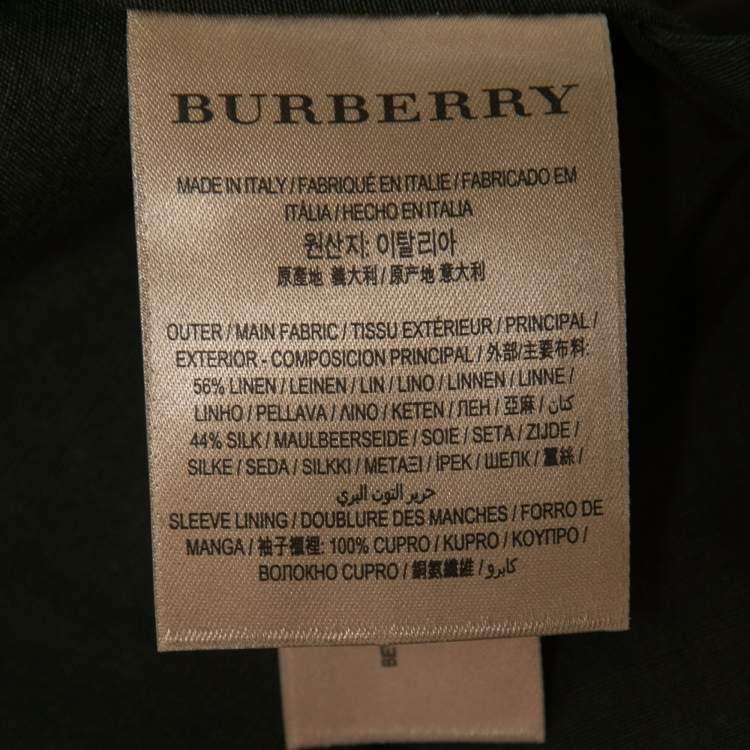 Pre Owned Burberry Black Linen & Silk Doube-Breasted Coat 2XL