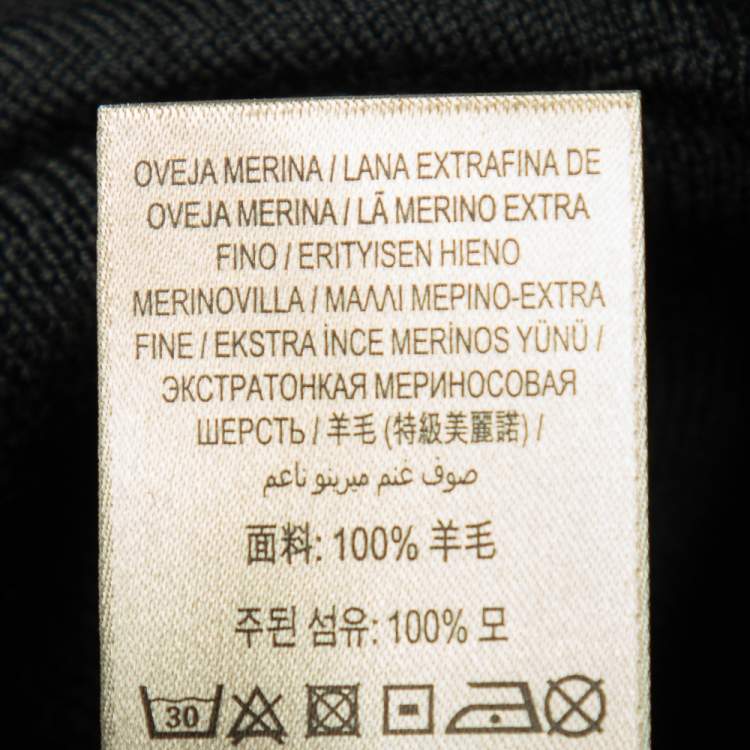 مملوكة مسبقًا Burberry Black Merino Wool V-Neck Jumper L