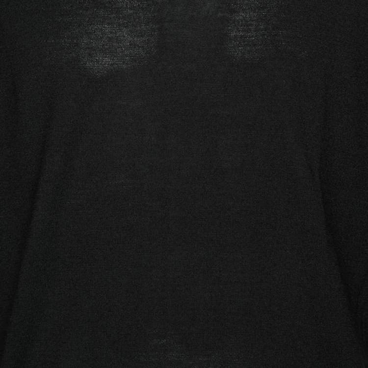 Pre Owned Burberry Black Wool V-Neck Jumper M