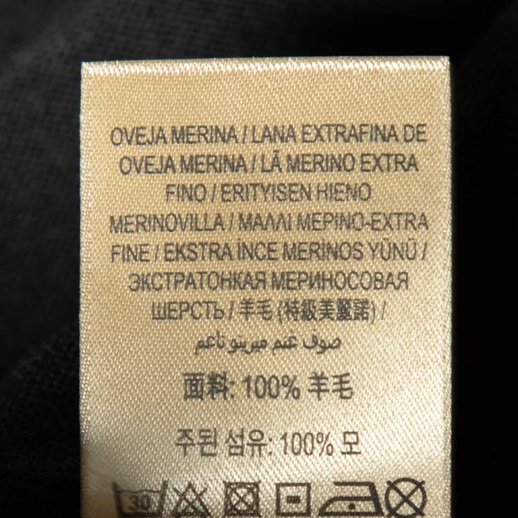 Pre Owned Burberry Black Merino Wool V-Neck Jumper M