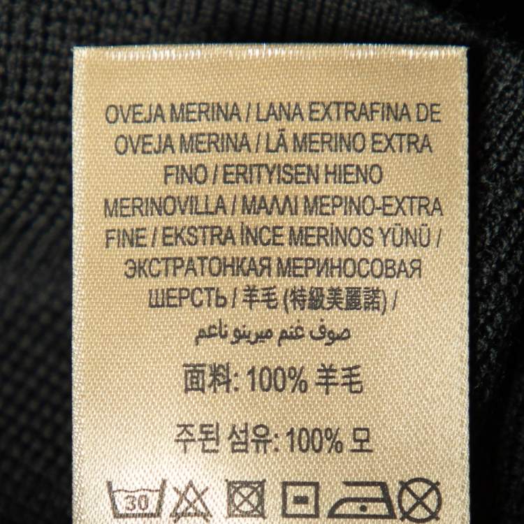 Pre Owned Burberry Black Merino Wool V-Neck Jumper L