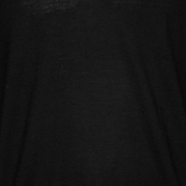 Pre Owned Burberry Black Merino Wool V-Neck Jumper L
