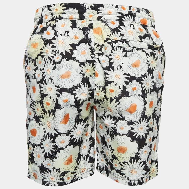 Pre Owned Burberry Black Floral Synthetic Swim Shorts M