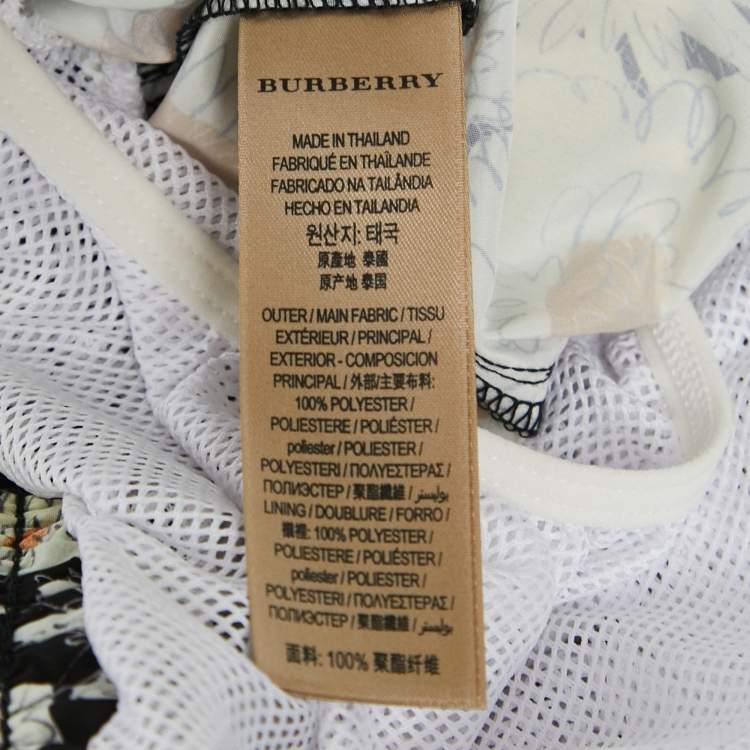 Pre Owned Burberry Black Floral Synthetic Swim Shorts M