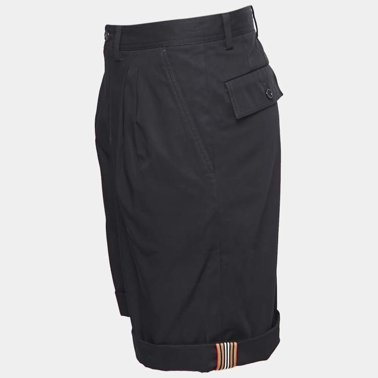 Pre Owned Burberry Black Cotton Stripe Detail Dan Shorts M
