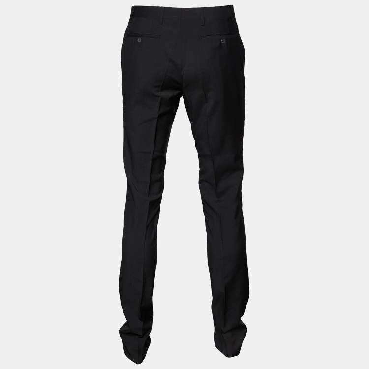 Pre Owned Burberry Black Wool Tapered Leg Pants M