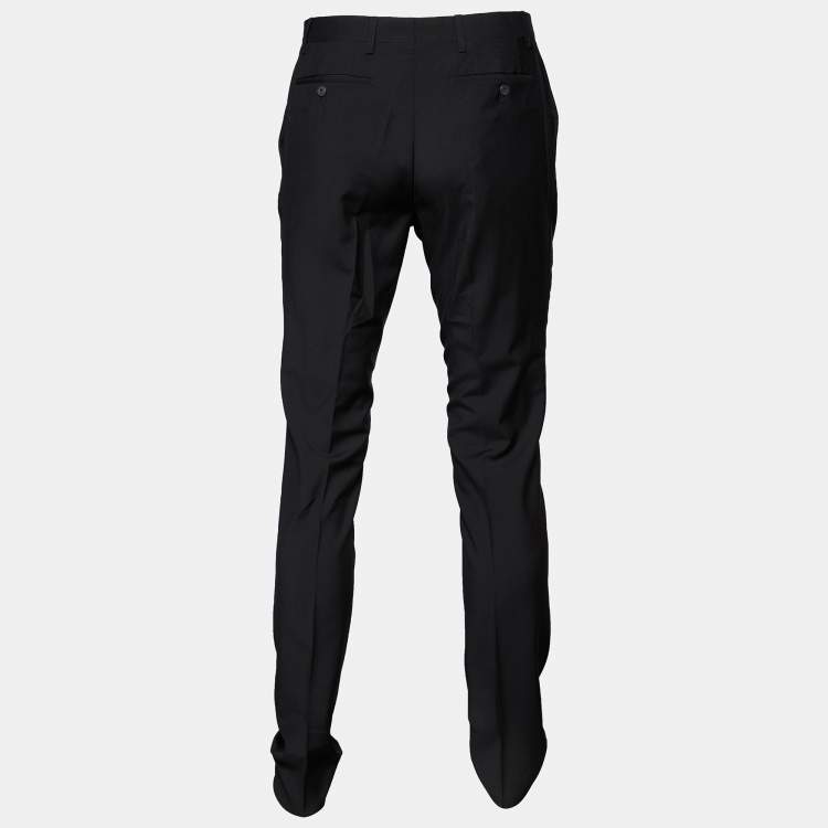 Pre Owned Burberry Black Wool Tapered Leg Pants M