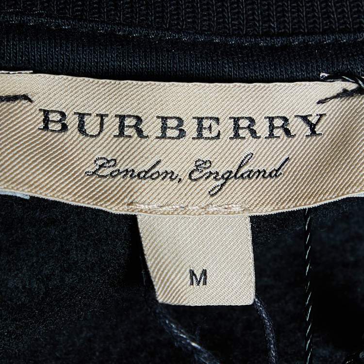 Pre Owned Burberry Black Cotton Knit Zip Front Jacket M