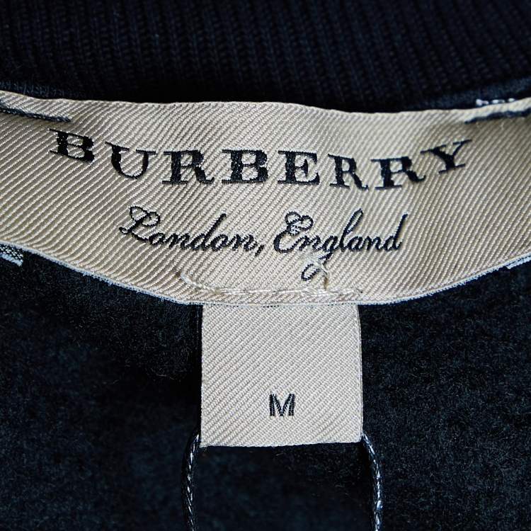 Pre Owned Burberry Black Cotton Knit Zip Front Jacket M