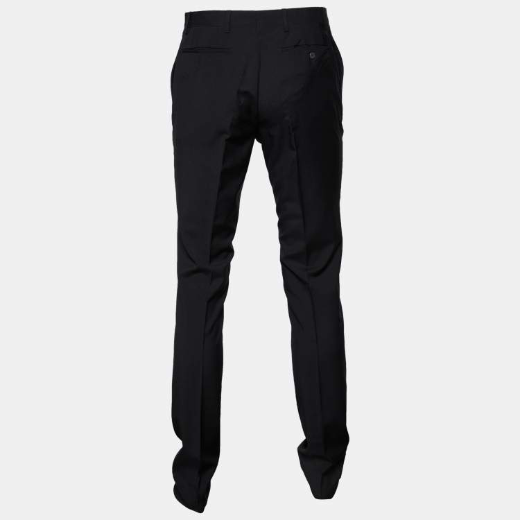 Pre Owned Burberry Black Virgin Wool Tapered leg Trousers XL