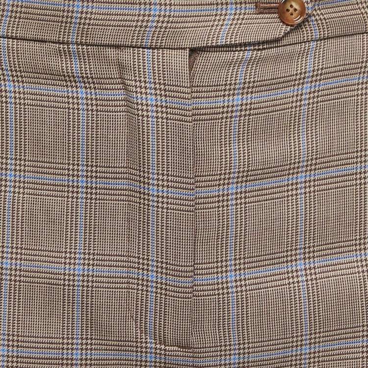 Pre Owned Burberry Brown Checked Wool Tailored Trousers M