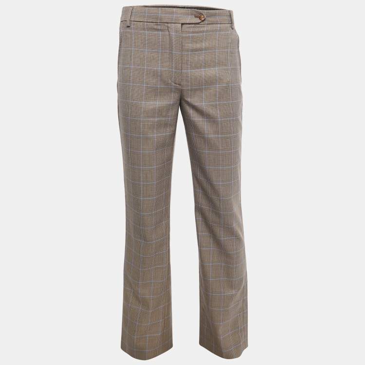 Pre Owned Burberry Brown Checked Wool Tailored Trousers M