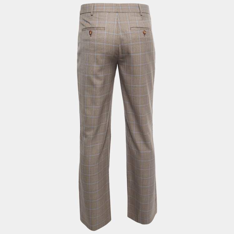 Pre Owned Burberry Brown Checked Wool Tailored Trousers M