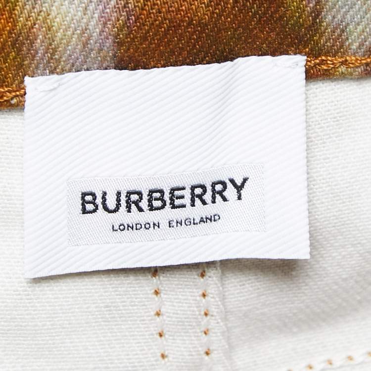 Pre Owned Burberry Brown Printed Denim Jeans S Waist 31"