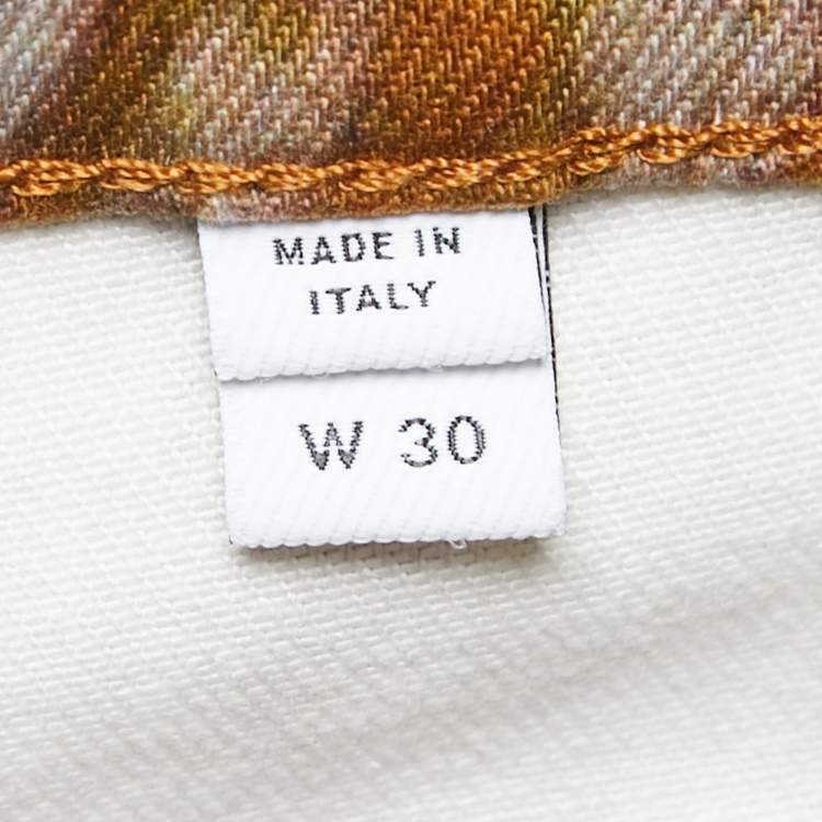 Pre Owned Burberry Brown Printed Denim Jeans S Waist 31"