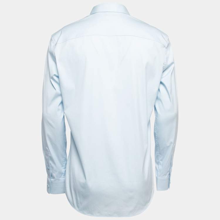 Pre Owned Burberry Light Blue Cotton Blend Button Front Full Sleeve Shirt M