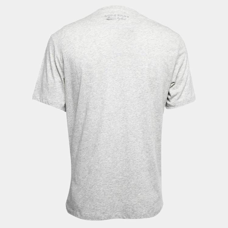 Pre Owned Burberry Grey Embroidered Cotton Crew Neck Half Sleeve  T-Shirt M