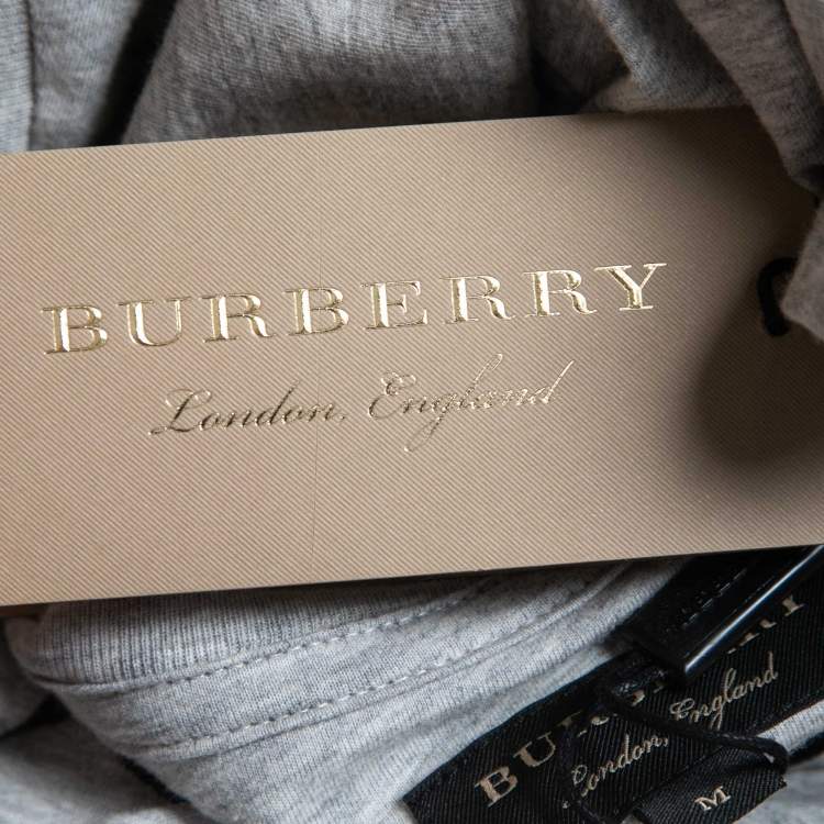 Pre Owned Burberry Grey Embroidered Cotton Crew Neck Half Sleeve  T-Shirt M