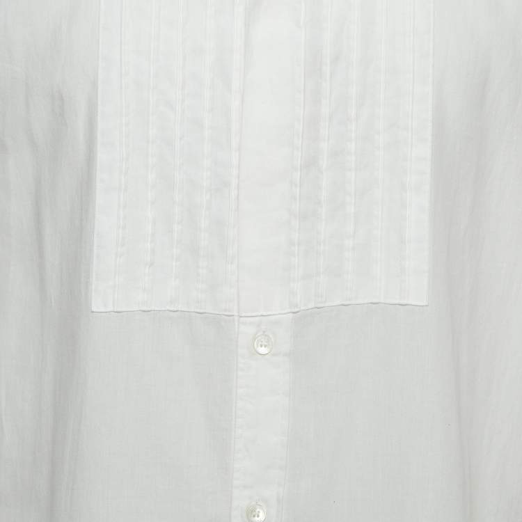 Pre Owned Burberry White Pintuck Cotton Button Front Full Sleeve Shirt XL