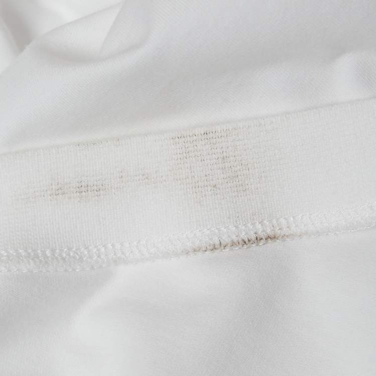 Pre Owned Burberry White Logo Embroidered Cotton Crew Neck T-Shirt XL