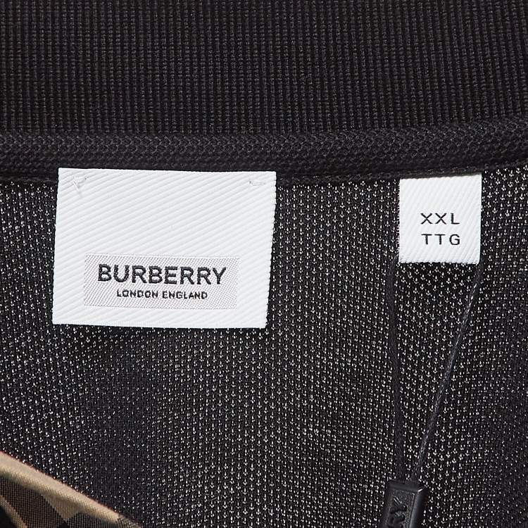 Pre Owned Burberry Black Cotton Short Sleeve Polo T-Shirt XXL