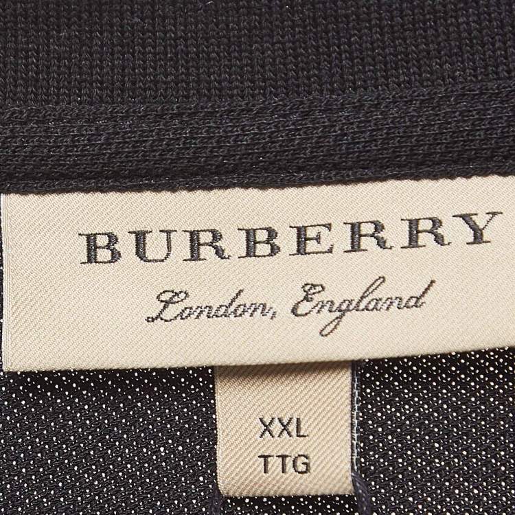 Pre Owned Burberry Black Cotton Short Sleeve Polo T-Shirt XXL
