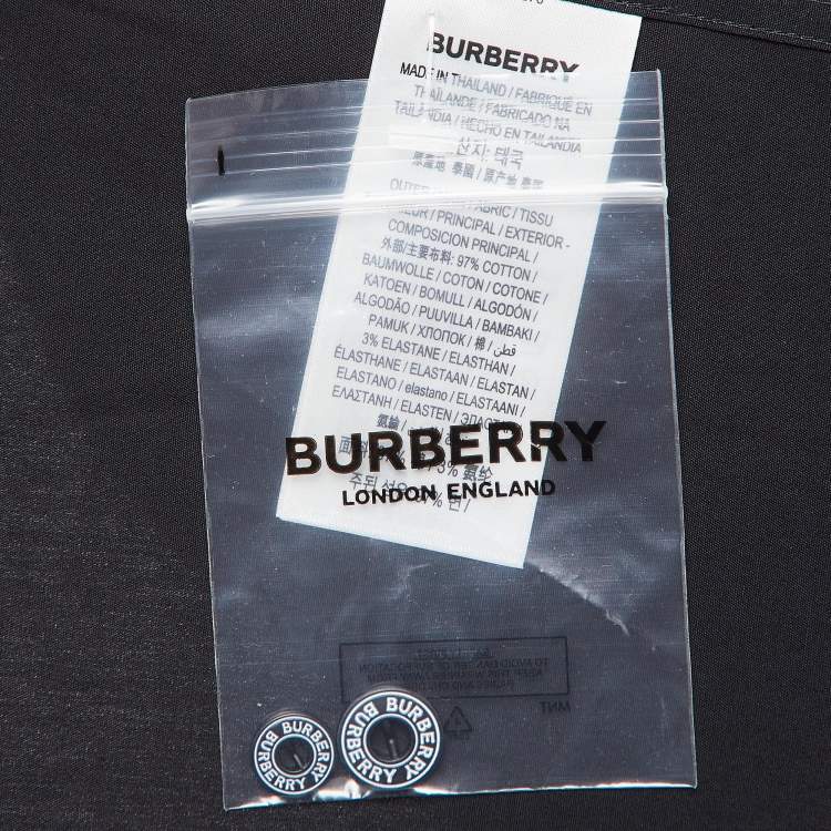Pre Owned Burberry Black Cotton Long Sleeve Button Front Shirt XL