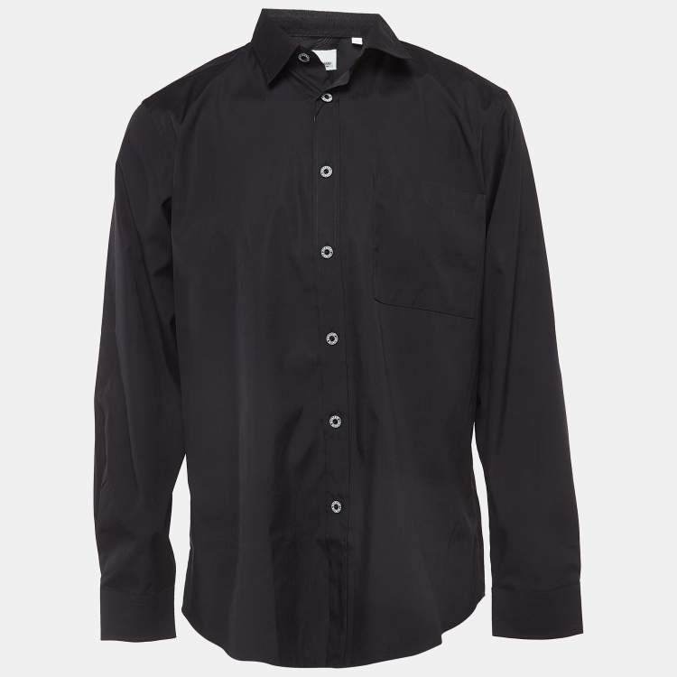 Pre Owned Burberry Black Cotton Long Sleeve Button Front Shirt XL