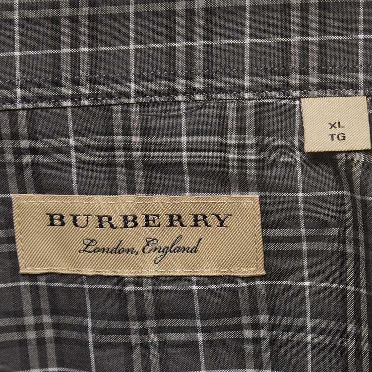 Pre Owned Burberry Grey Checked Print Cotton Button Front Shirt XL