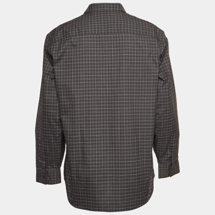 Pre Owned Burberry Grey Checked Print Cotton Button Front Shirt XL