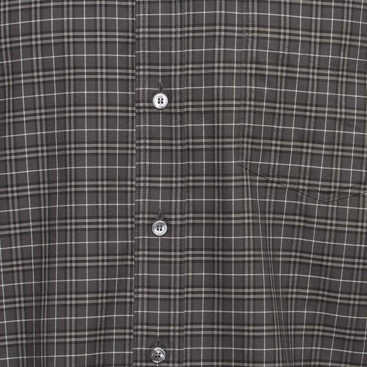 Pre Owned Burberry Grey Checked Print Cotton Button Front Shirt XL
