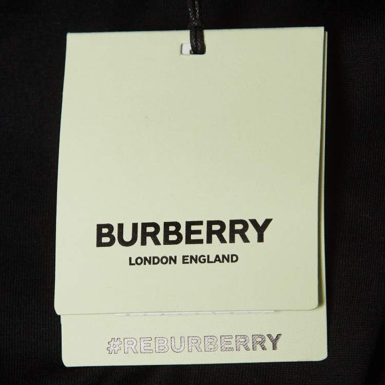 Pre Owned Burberry Black Logo Applique Cotton Crew Neck T-Shirt S
