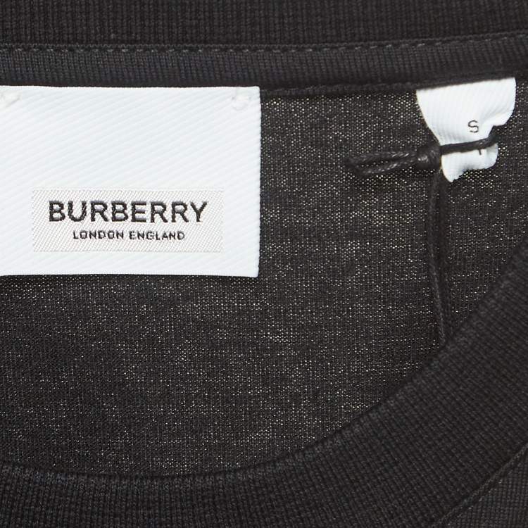 Pre Owned Burberry Black Logo Applique Cotton Crew Neck T-Shirt S