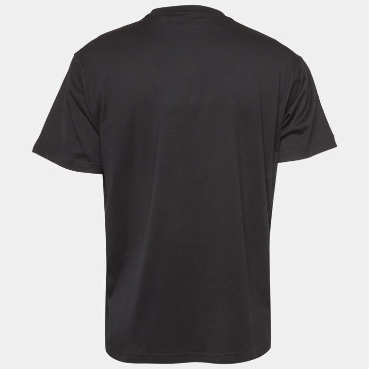 Pre Owned Burberry Black Logo Applique Cotton Crew Neck T-Shirt S