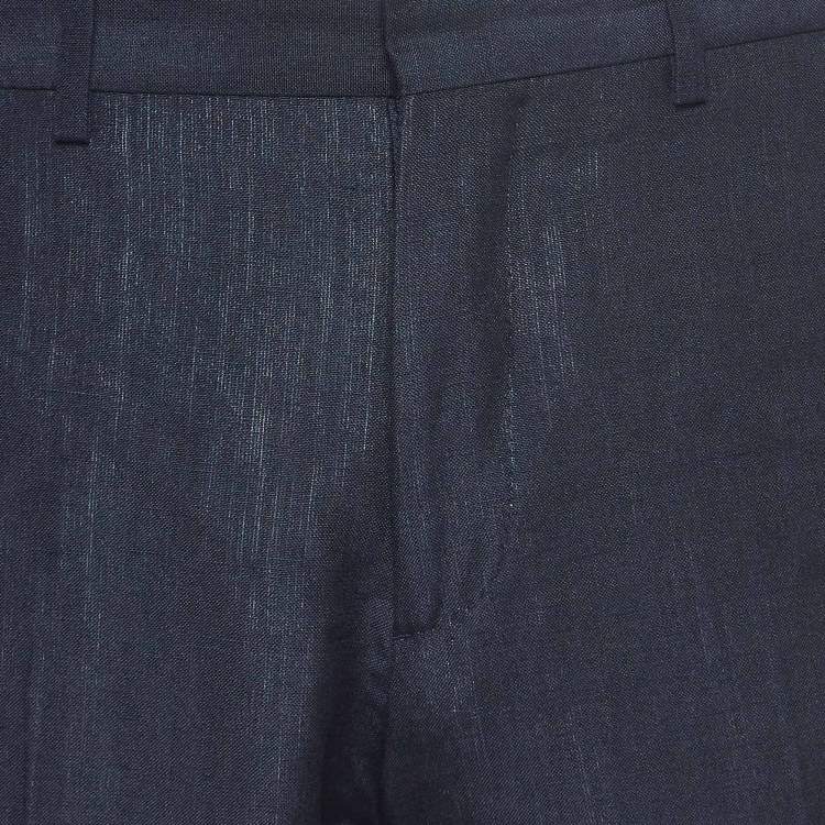 Pre Owned Burberry Navy Blue Linen Blend Classic Trousers M