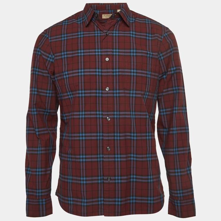 Burberry Crimson Red Checked Cotton Alexander Shirt M Burberry The Luxury Closet