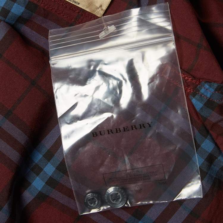 Pre Owned Burberry Crimson Red Checked Cotton Alexander Shirt M